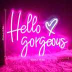 Hello Gorgeous – Herz – LED-Leuchtschild (5 V USB)