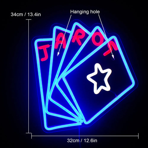 TAROT – Karten und Stern – LED-Neonschild (5 V USB)