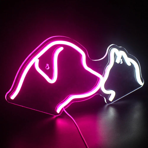 Hund und Katze – LED-Neonschild (5 V USB)