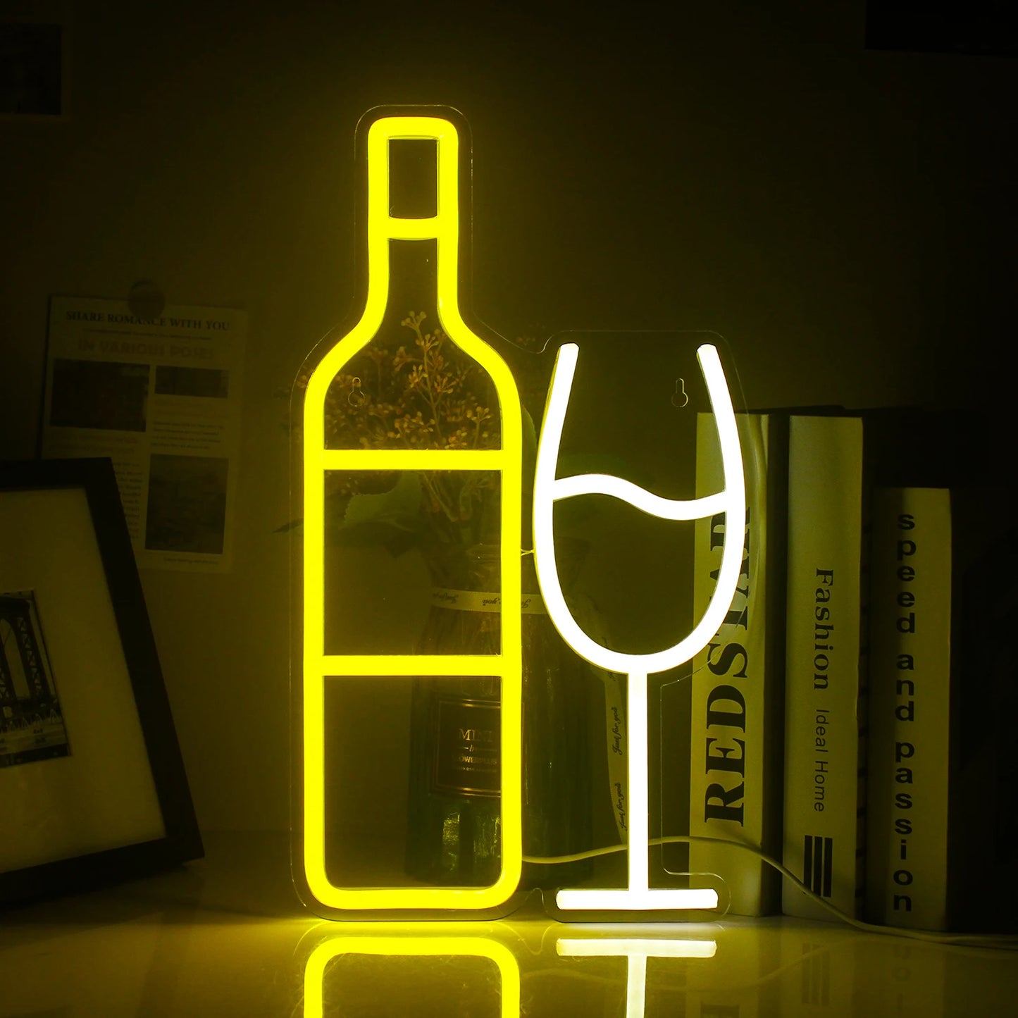 Ein stilvolles Champagne BAR-LED-Neonschild mit hellen, leuchtenden Buchstaben in einer lebendigen Schreibschrift.