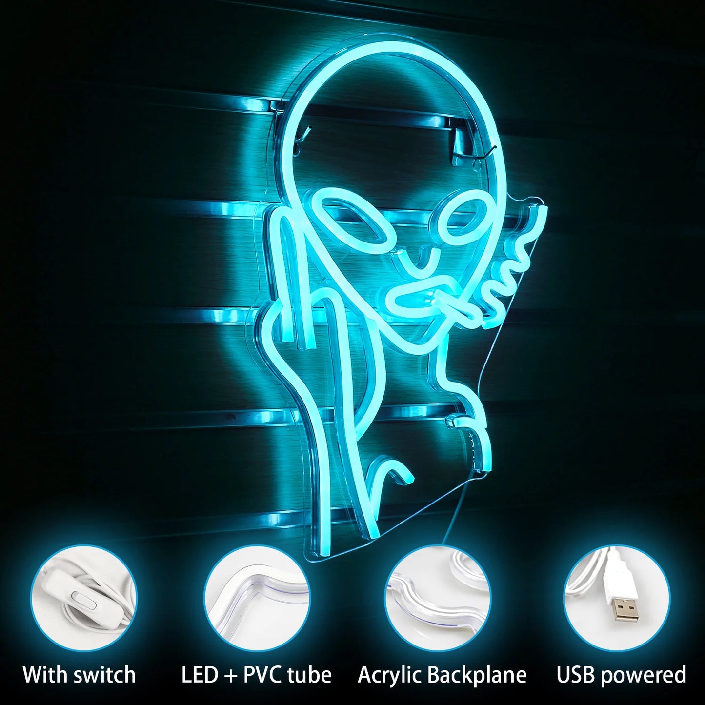 Smoking Alien 5V Mini USB LED Neon Sign - Budget Friendly