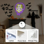 Lila Totenkopf mit Tropfeneffekt – LED-Neonschild (5 V USB)