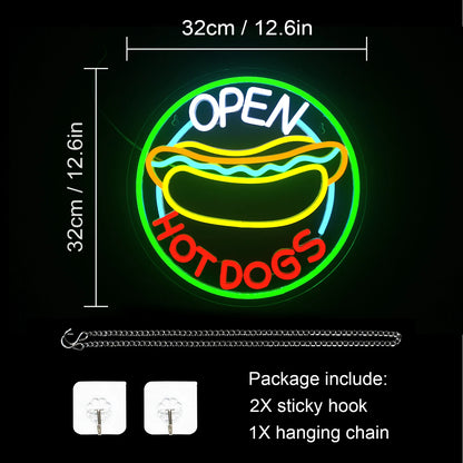 Open Hot Dogs 5V Mini USB LED Neon Sign - Budget Friendly