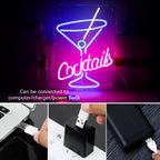 Cocktails 5V USB LED Neon Sign - Budget Friendly