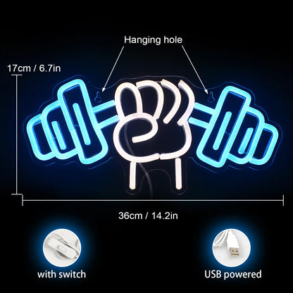 Hantel Gewichtheben 5V USB LED Leuchtschild - Preiswert