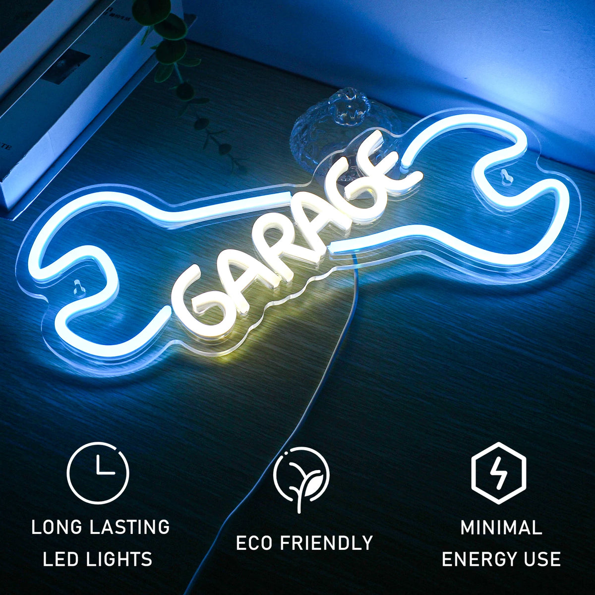 GARAGE – Schraubenschlüssel – LED-Neonschild (5 V USB)
