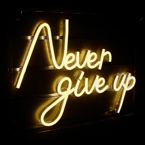 Never Give Up – LED-Neon-Schriftzug (5 V USB)