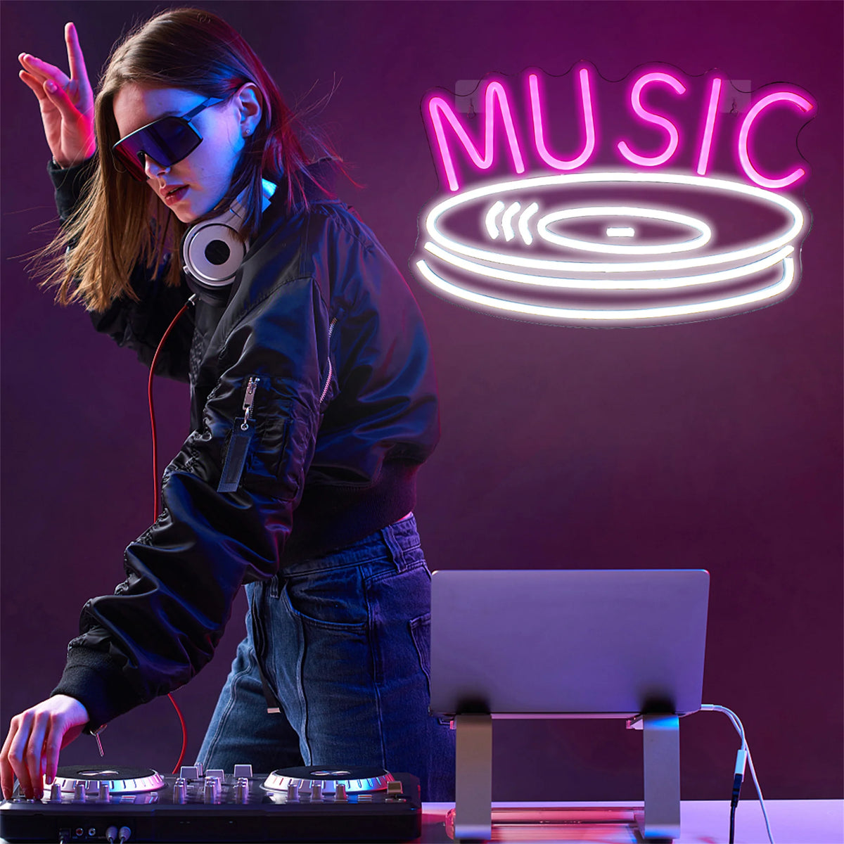MUSIC – Schallplatte – LED-Neonschild (5 V USB)
