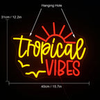 Tropical VIBES – Sonne und Vögel – LED-Neonschild (5 V USB)