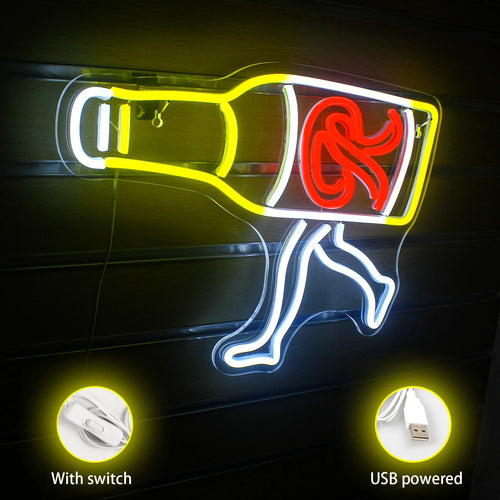Laufende Bierflasche – LED-Leuchtschild (5 V USB)