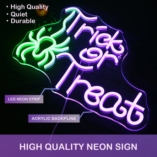 Trick or Treat – Spinne – LED-Neonschild (5 V USB)
