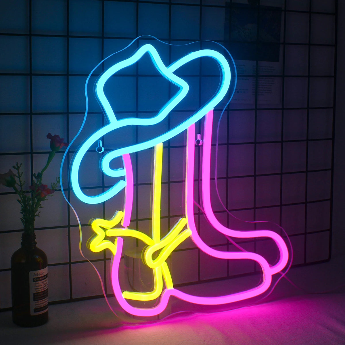 Cowboystiefel – LED-Neonschild (5 V USB)