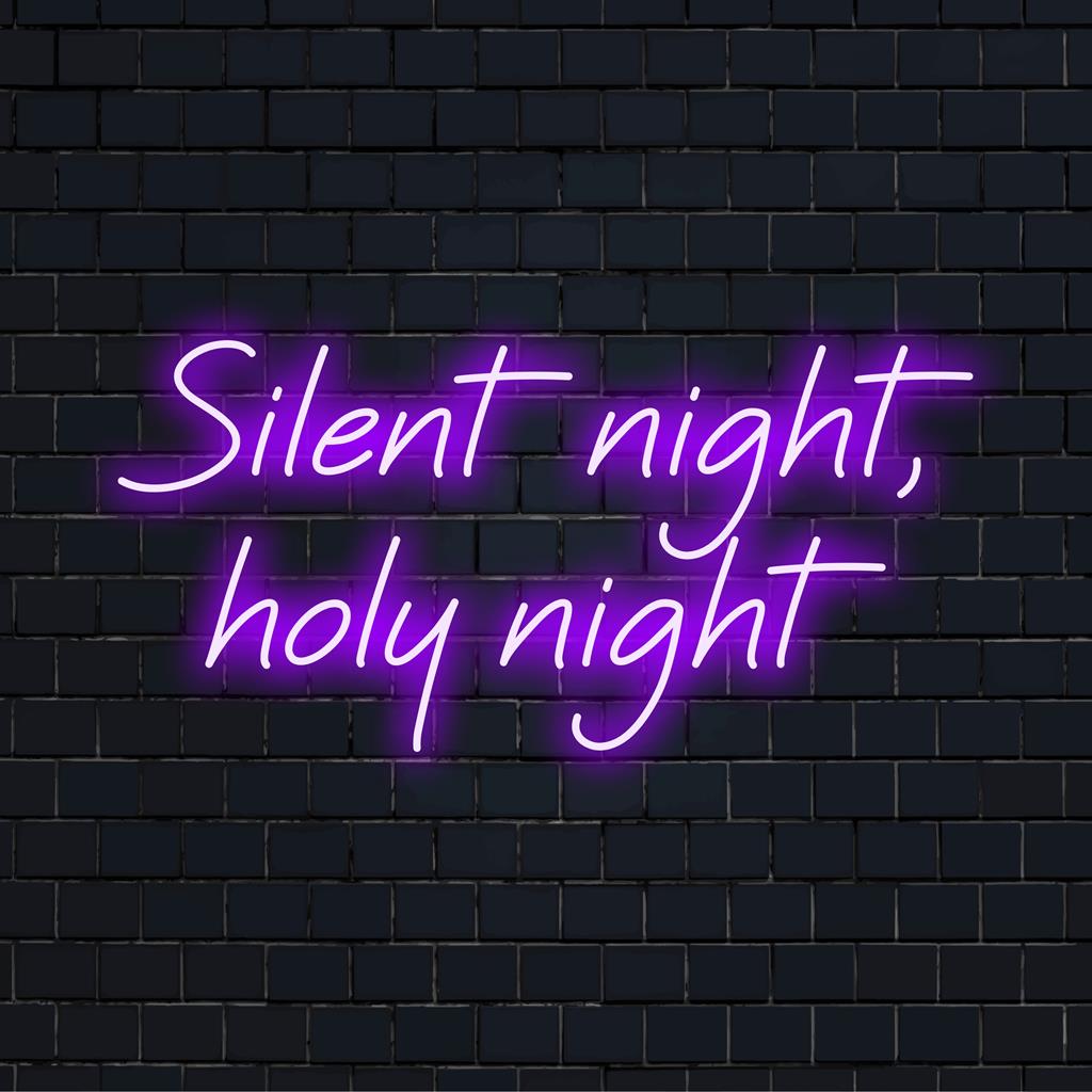 Custom LED neon sign featuring Silent Night, Holy Night, perfect for festive neon quote art and personalized decor.