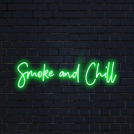 LED neon sign with a sleek Smoke And Chill phrase; perfect for modern decor enthusiasts seeking a relaxing vibe.