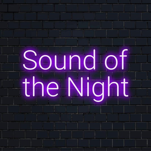 LED neon sign titled Sound Of The Night showcasing vibrant light art, perfect for personalized decor.