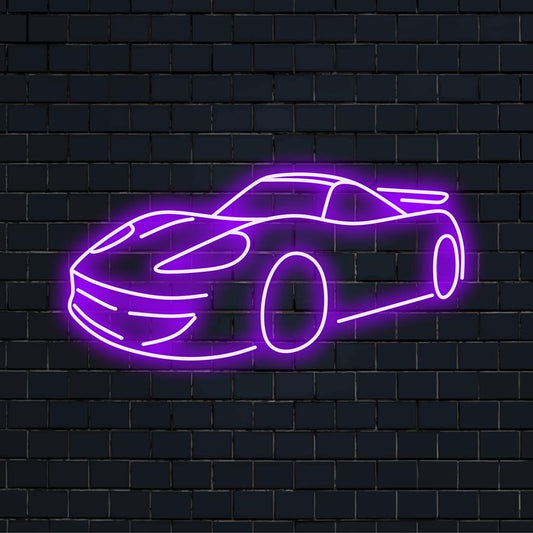Sport Car 3 LED Neon Sign featuring a sleek car shape; perfect neon wall art for automotive enthusiasts.
