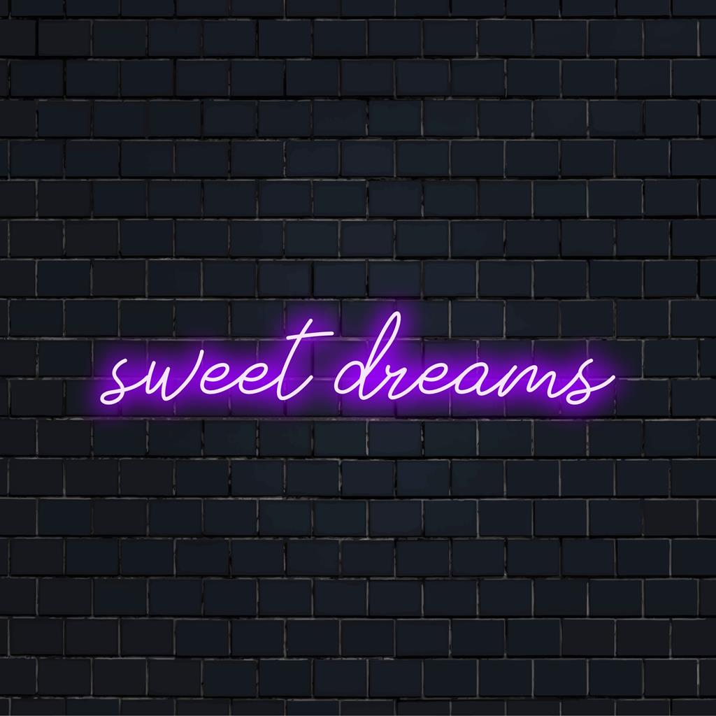 Lebendiges, leuchtendes Neonschild „Sweet Dreams“, perfekt für die Schlafzimmeratmosphäre; ideale Neonwandkunst und individuelles LED-Lichtzubehör.