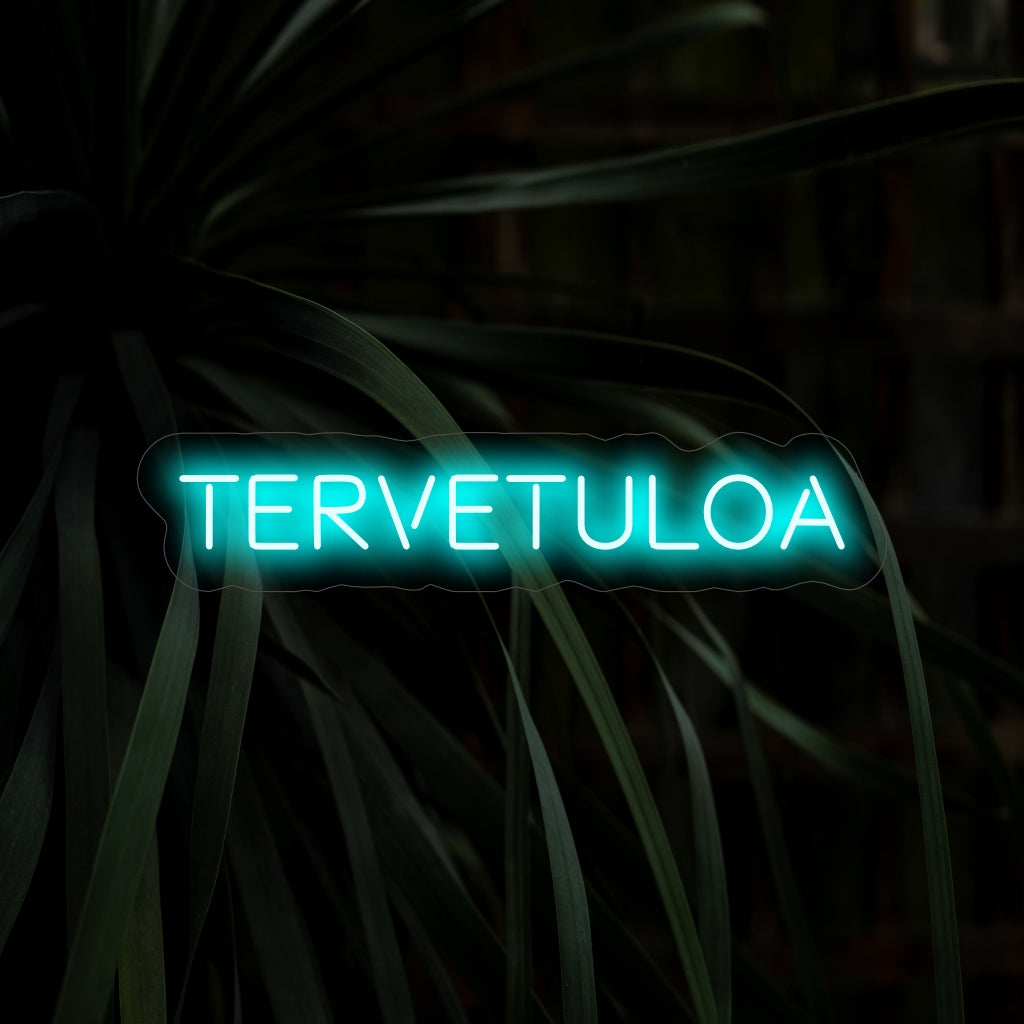 „Tervetuloa Neon Sign“ verbreitet mit seinem einladenden Schein Wärme und schafft eine Atmosphäre, die Besucher in Ihren Räumlichkeiten willkommen heißt und umarmt.