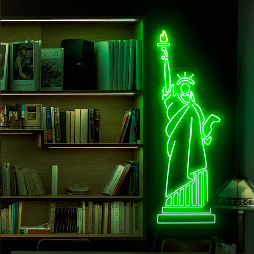 Das „Neonschild der Freiheitsstatue“ verleiht mit seinem ikonischen Design Patriotismus und verbreitet einen majestätischen Schein, der der Freiheit und dem Geist der Freiheit in Ihrem Raum Tribut zollt.
