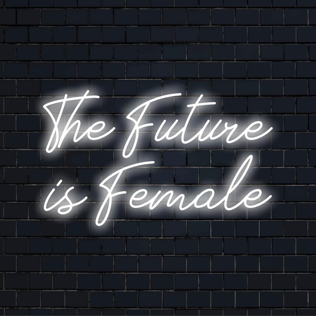 Handmade The Future Is Female LED neon sign, promoting gender equality. Ideal neon wall art and custom neon light decor.