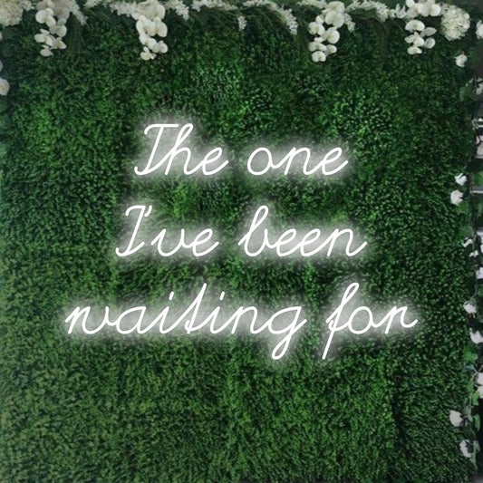 LED neon sign with The One I've Been Waiting For, glowing art for captivating ambiance and personalized decor.