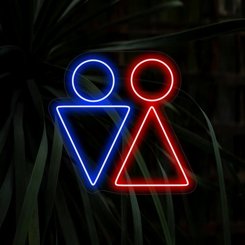 „Toilet Man And Woman Triangle Neon Sign“ verfügt über helle, universelle Symbole zur einfachen Identifizierung von Toiletten.