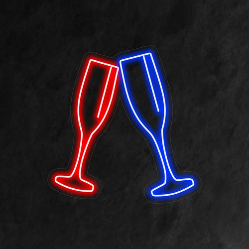 „Zwei Champagnergläser Neonschild“ ist eine elegante und festliche Ergänzung für Ihr Interieur. Ein Neonlicht, das Eleganz symbolisiert und zu besonderen Anlässen anstößt.