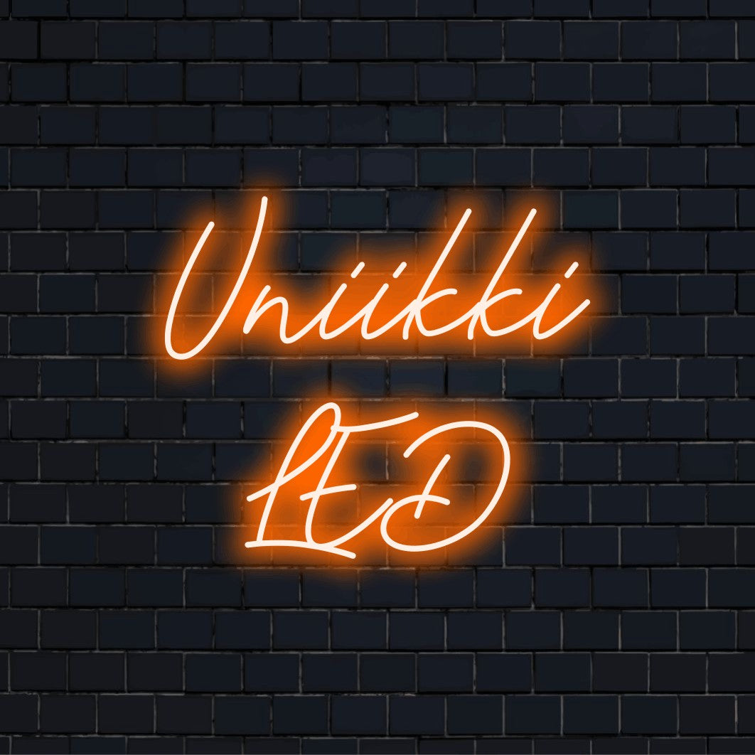 LED-valokyltti tekstillä "Uniikki LED"