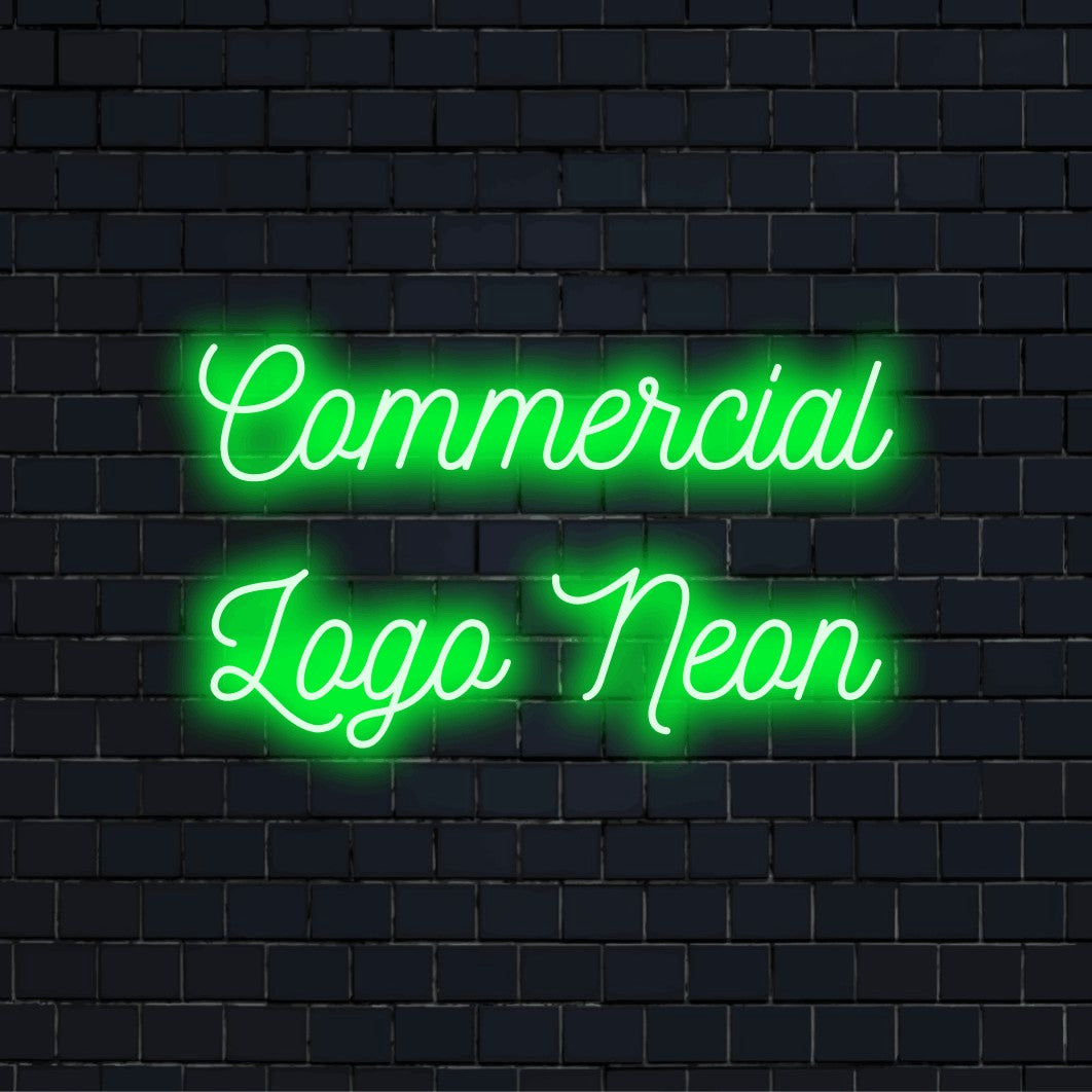 Custom LED neon logo sign with text "Commercial Logo Neon"