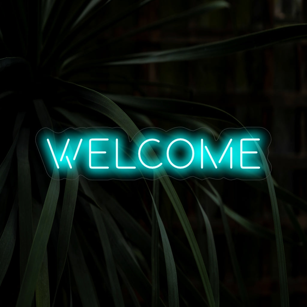 Das „Welcome Neon Sign“ begrüßt Besucher mit seinem fröhlichen Leuchten herzlich und einladend und schafft eine gastfreundliche Atmosphäre in Ihren Räumlichkeiten.