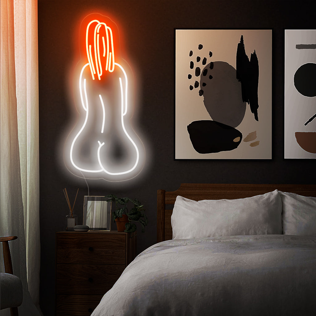„Woman Abstract Art Neon Sign“ Fesselndes Neon-Meisterwerk mit abstrakten Darstellungen der weiblichen Form, das ein lebendiges Leuchten ausstrahlt, das Ihrem Raum eine künstlerische und feierliche Atmosphäre verleiht.