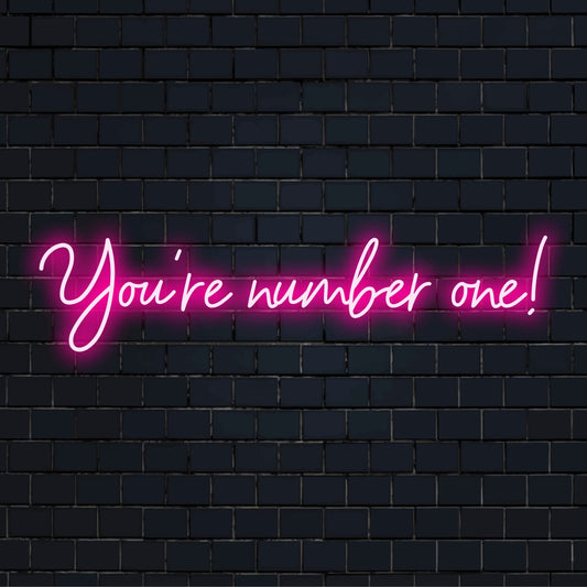Custom LED neon sign in vibrant colors, featuring the text You're Number One, perfect for unique home decor.