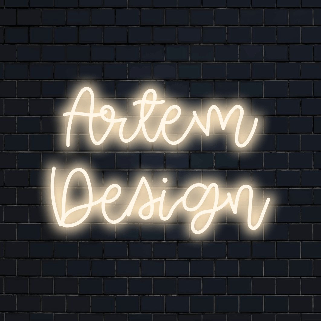 Artem Design Personalized LED Neon Sign, bright neon glow on black brick background