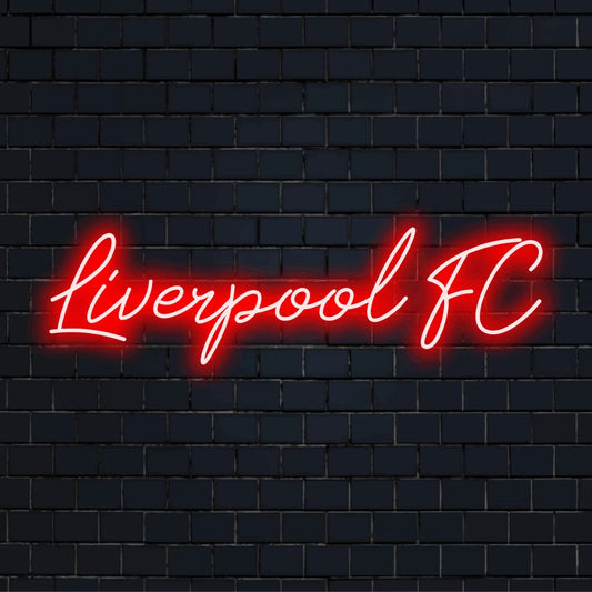 Liverpool Fc Neon Light with glowing wall decor against brick backdrop