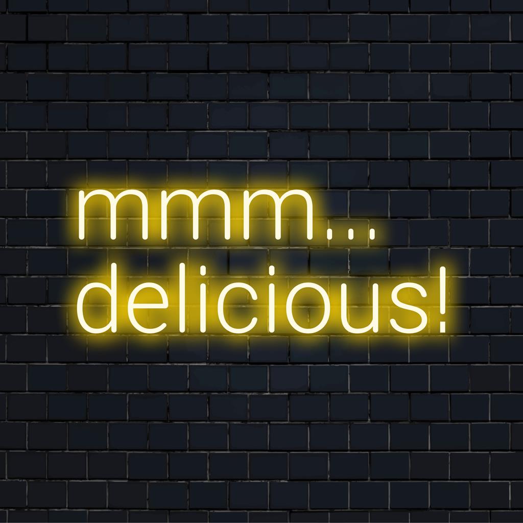 Mmm... Delicious! Custom made LED neon sign adding a whimsical and stylish glow to your space with vibrant neon light decor.