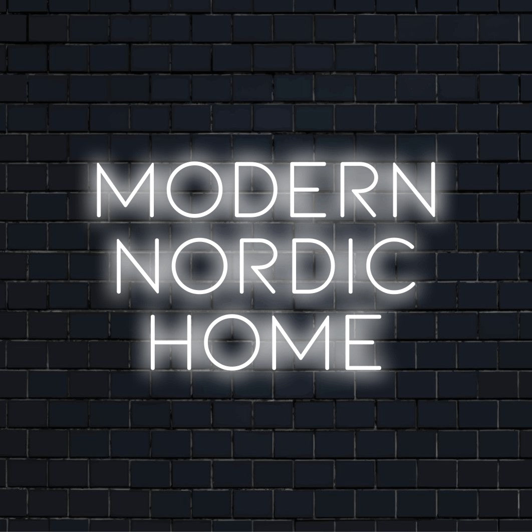Modern Nordic Home Neon Light with bright LED glow against brick backdrop