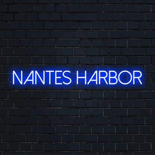 Nantes Harbor Neon Light with glowing wall decor against brick backdrop