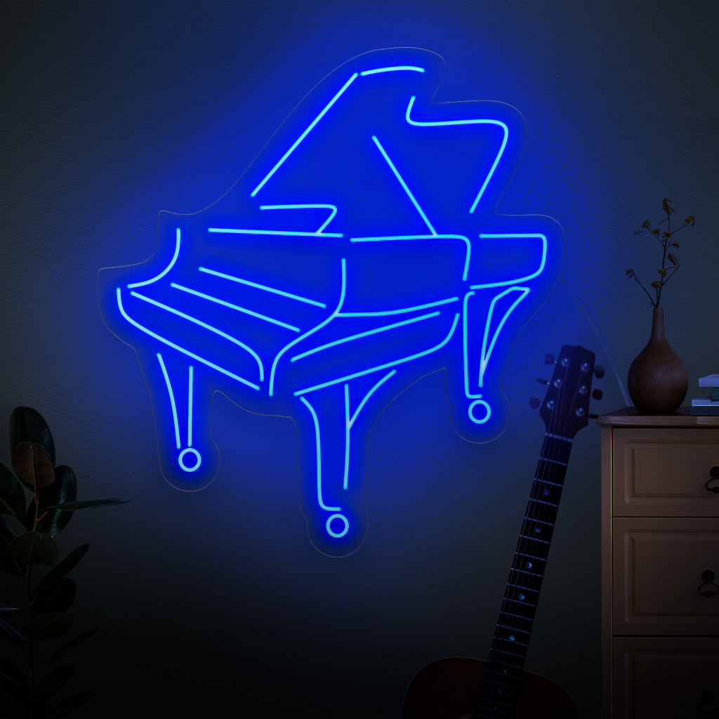 Das Klavier-Neonschild ist eine elegante Ergänzung für die Dekoration mit Musikthema und erstrahlt in einem stilvollen und fesselnden Licht.