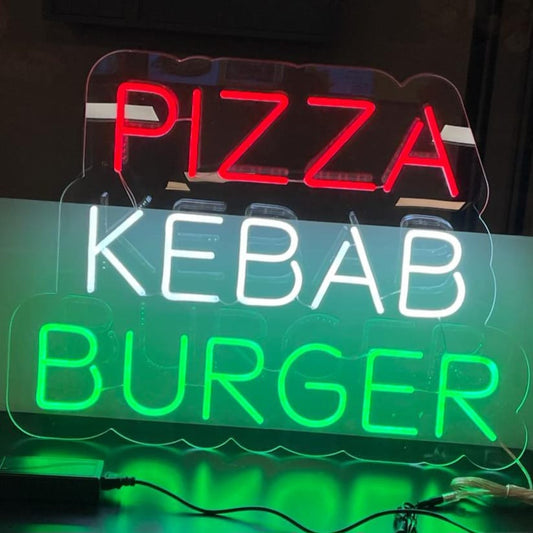Pizza Kebab Burger Neonschild