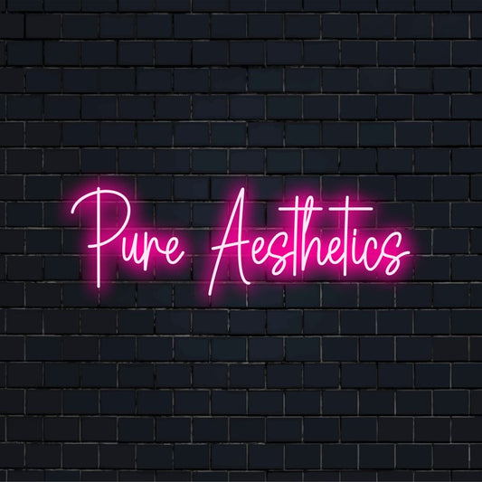 Pure Aesthetics LED Neon Sign, bright neon glow against brick backdrop