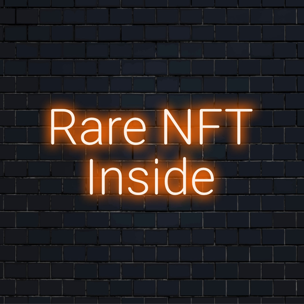 Rare Nft Inside LED Neon Sign, neon text light on dark brick wall