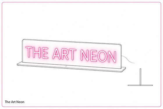 Freestanding neon sign in an acrylic base
