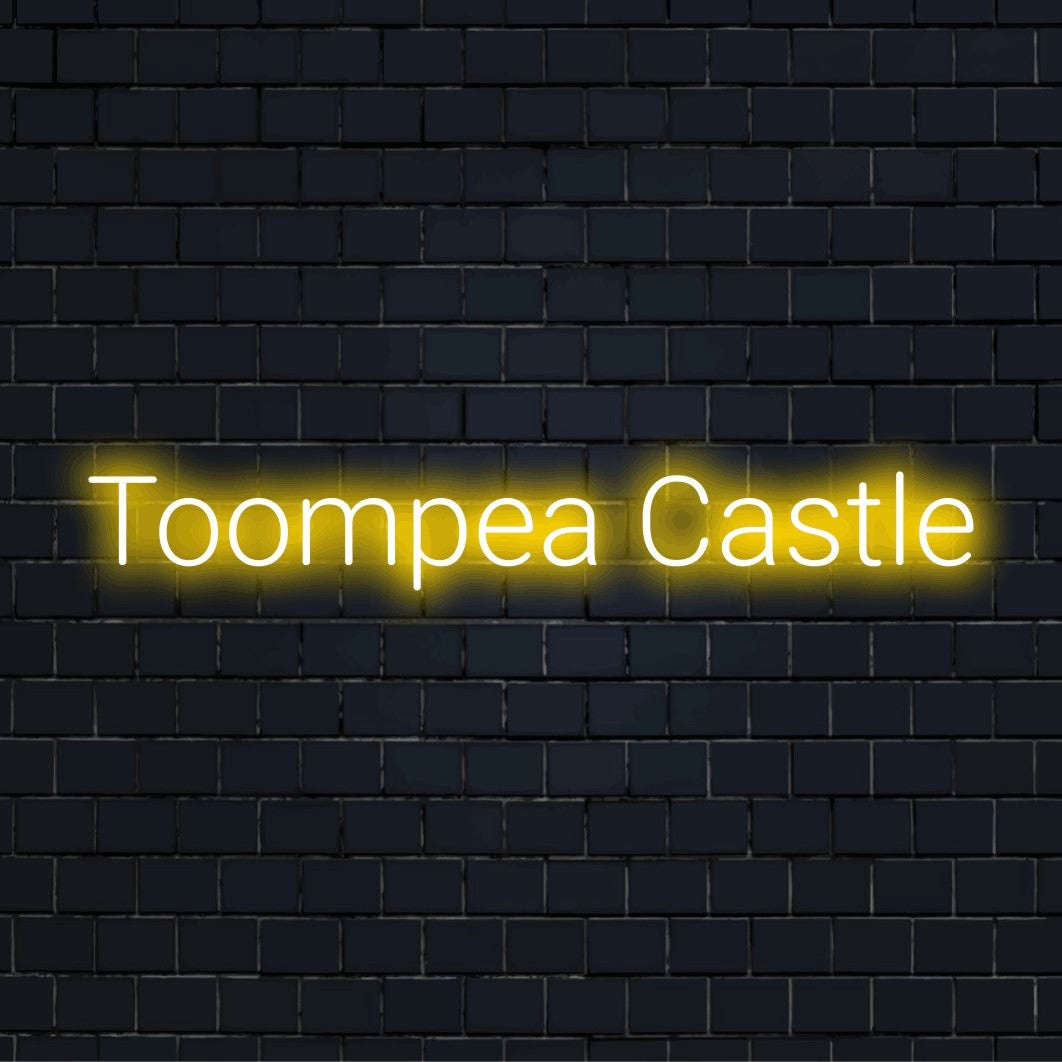 Toompea Castle Neon Light with glowing wall decor on black brick background