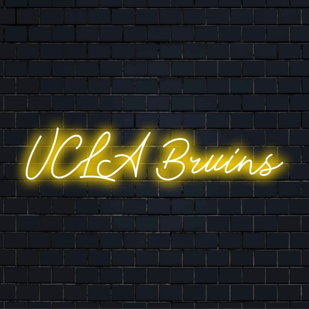 Ucla Bruins LED Neon Sign, soft neon glow against brick backdrop