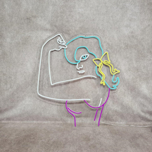 Frau lässt Muskeln spielen Neonschild - The Art Neon